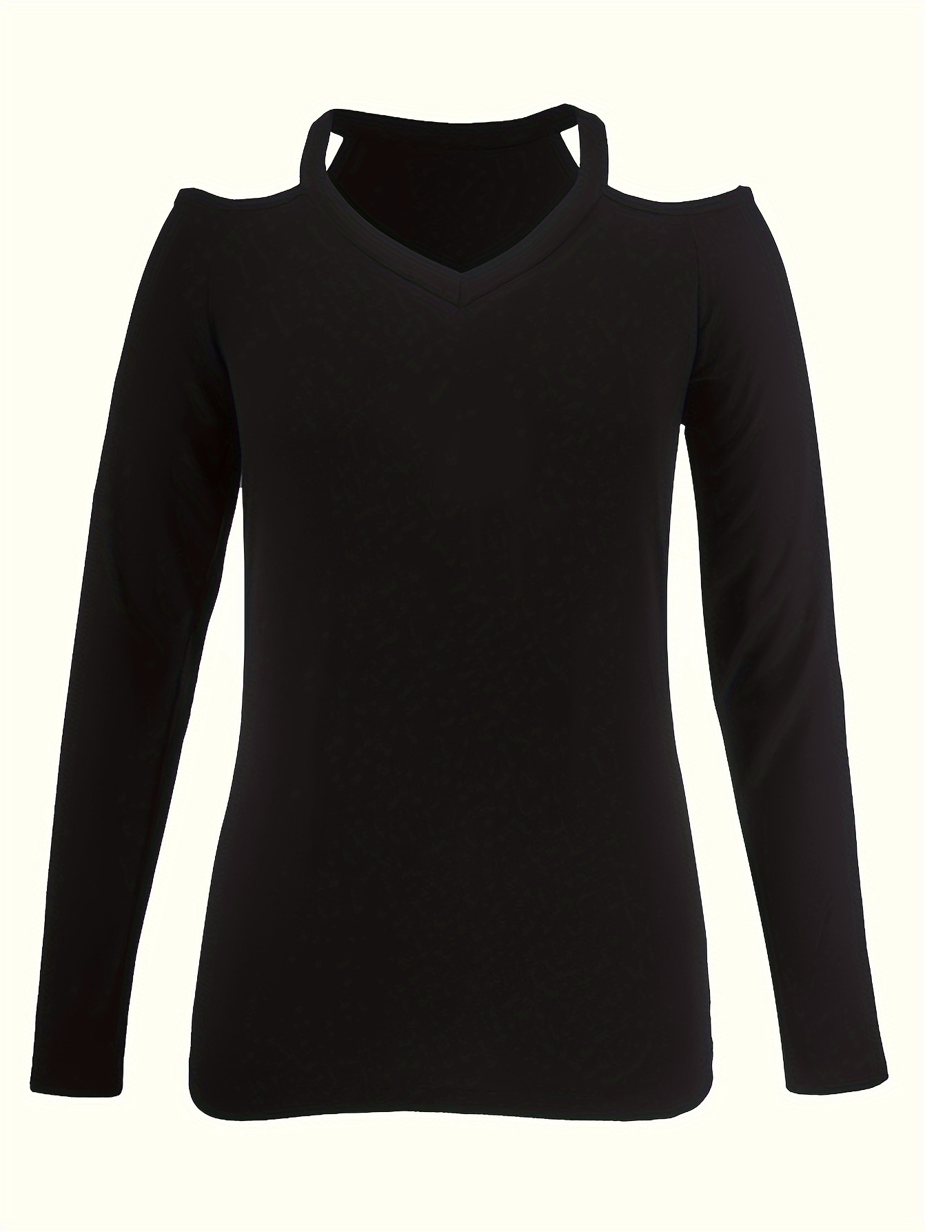 Camiseta Sin Hombros Para Mujer - Manga Larga, Con Volantes, Tallas Grandes, Elegante Y Cómoda Para Fiestas O Diario