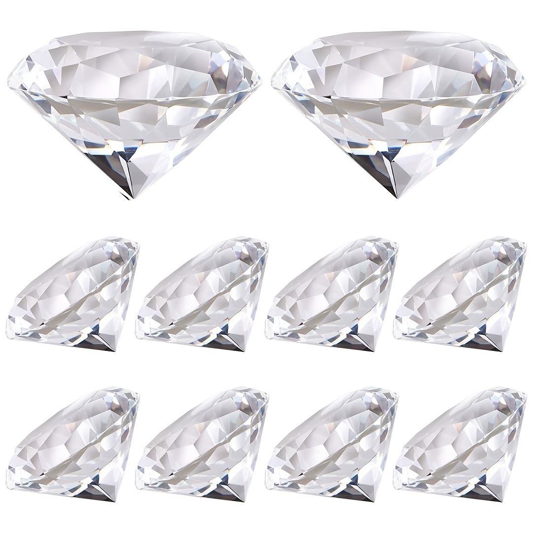 E-shop 10 Stück, Klare Kristalle Diamant Edelsteine Hochzeitsdekoration Papiergewichte Weihnachtszentren Tischdeko, Vase-Füllungen für Zentralelemente,