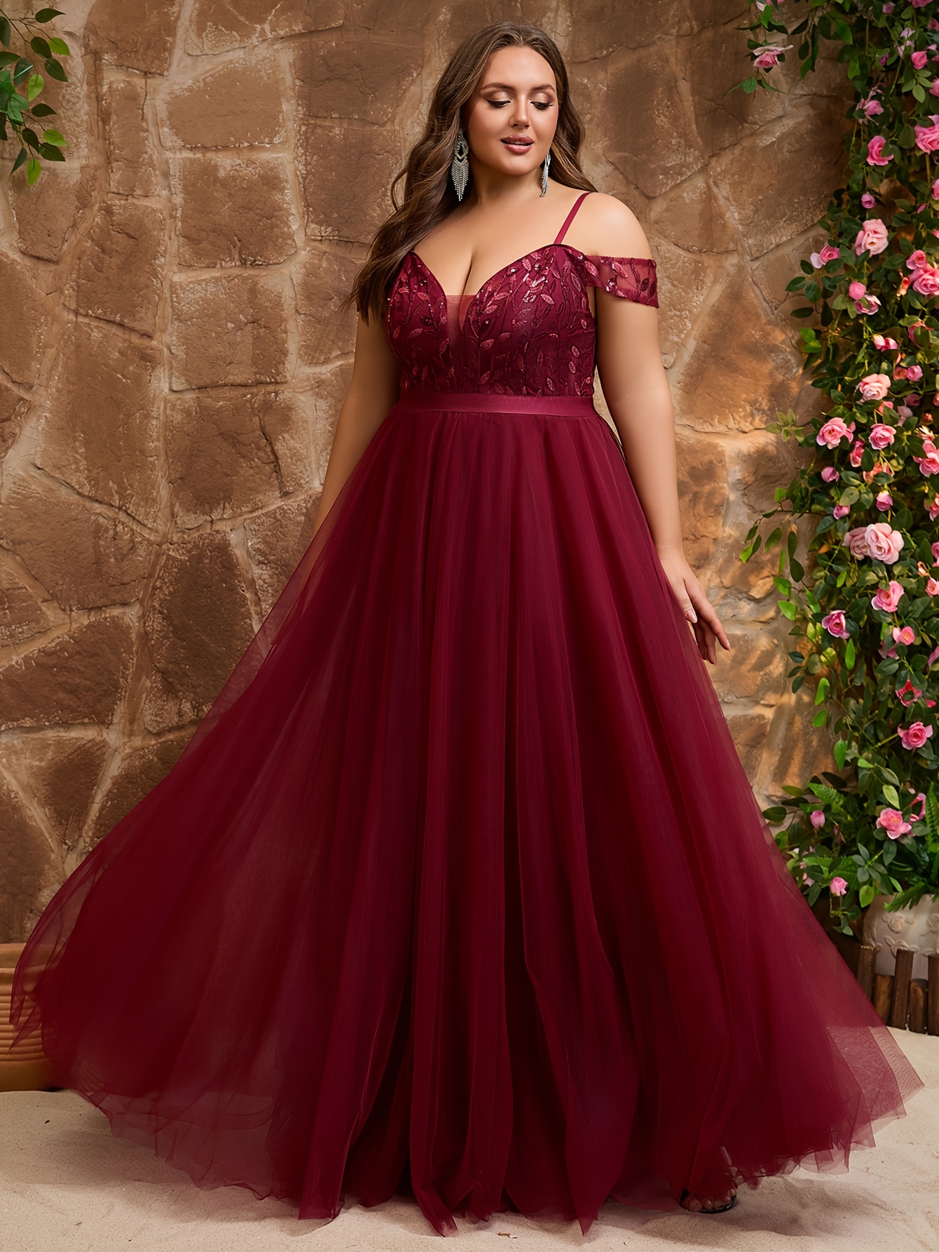 plus size womens plus size shoulder prom dress elegant Temu Sweden