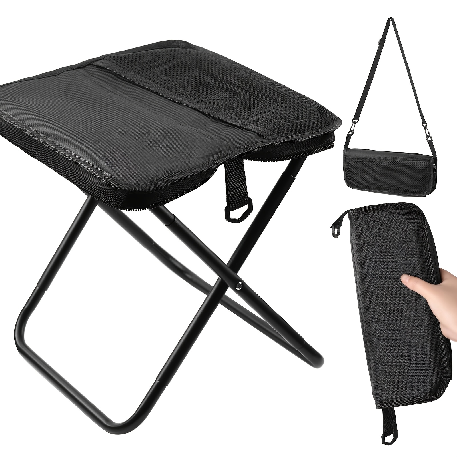 Image of Camping Stool, Foldable Stool, Portable Folding Stool, Lightweight Folding Stool, Suitable For Outdoor Camping, Hiking, Fishing, Travel, Gardening, Picnics, Beach