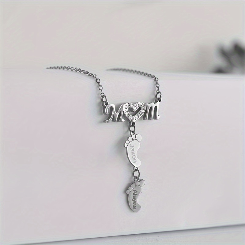Personalized Family Name Stainless Steel Pendant Necklace, Engravable