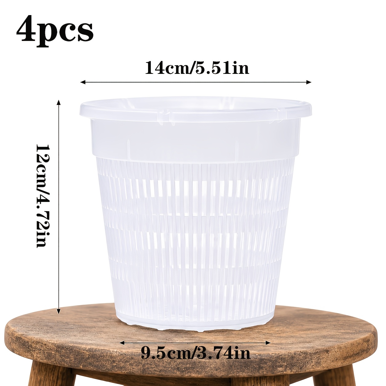 TEMU 4pcs Pot de laurier transparent pour orchidées, pots de semis en plastique ventilé avec côtés et fond ajourés, panier de suspension en plastique