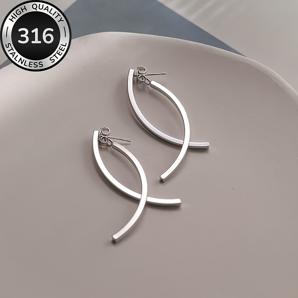 TEMU High-quality Stainless Steel Hypoallergenic Golden Earrings, Anti-fade, Simple And Elegant, Fashionable Women's Earrings For Daily Wear Or