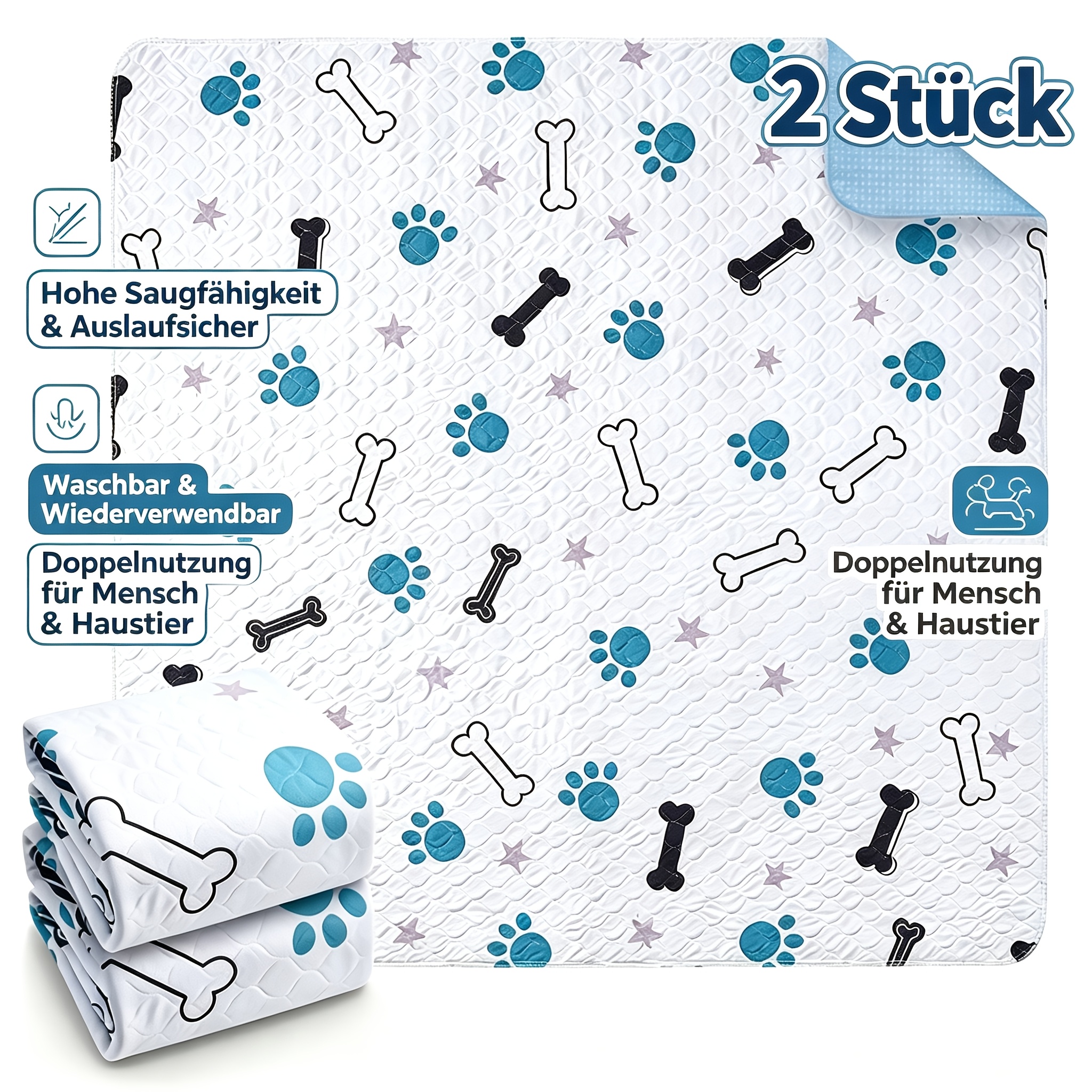 Image of 2pcs Washable Dog Pads Suitable For Toilet Training, Non-slip Leakproof Reusable Potty Training With & Quick-dry, Leakproof Suitable For Playpens, Whelping, Elderly Dog Incontinence, Puppy Bedding