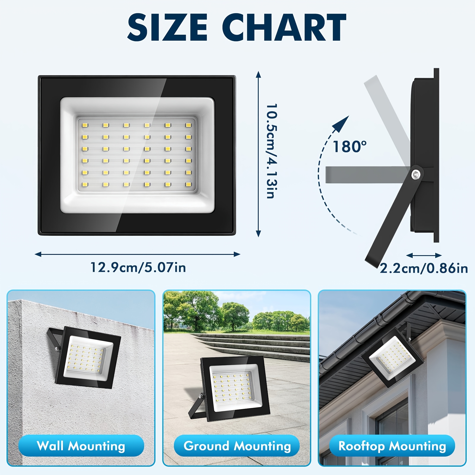 Image of Led Flood Light, Outdoor Lighting, Led Spotlight 30w 50w 100w Led Spotlight Outdoor Floodlight For Gardens, Yards, Garages, , Courtyards