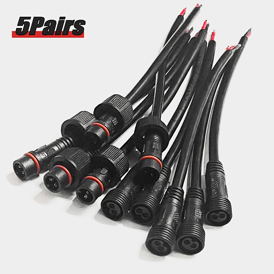 Image of 5pairs Connectors, 16awg Male Female Plug Led Connector With 2pin Connectors, 20cm Extension Cable For Car, Truck, Boat, Indoor/outdoor Led Strip Lights