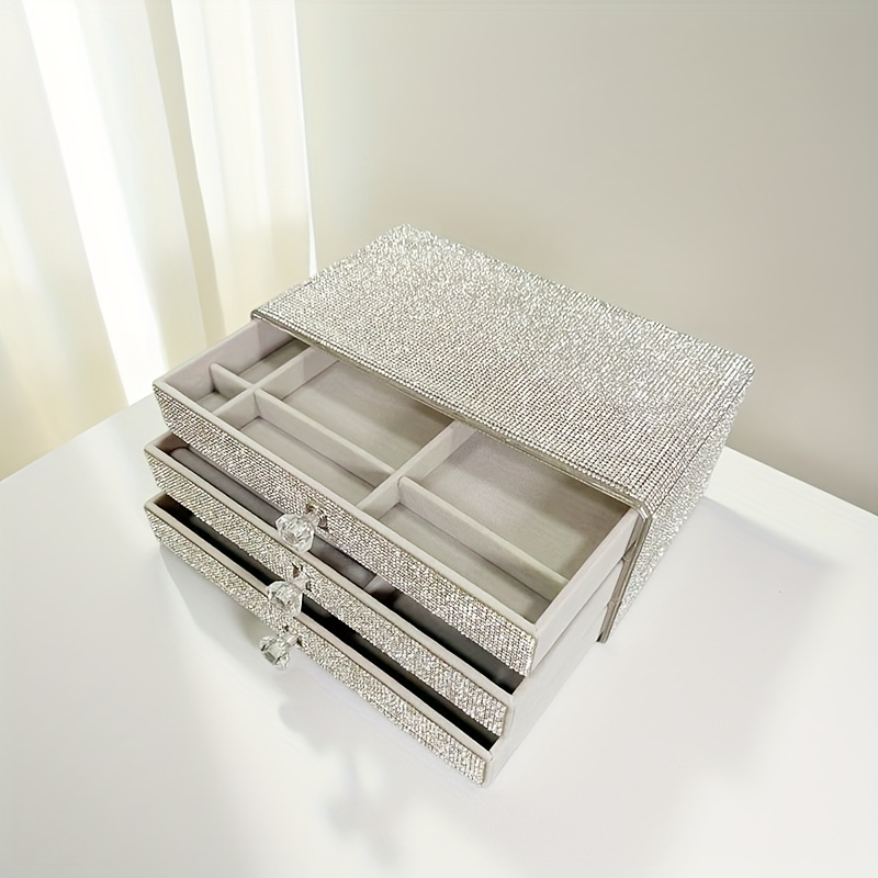 a jewelry box with three drawers filled with rhinestones     colors   beauty enthusiasts jewelry boxes Product details 1