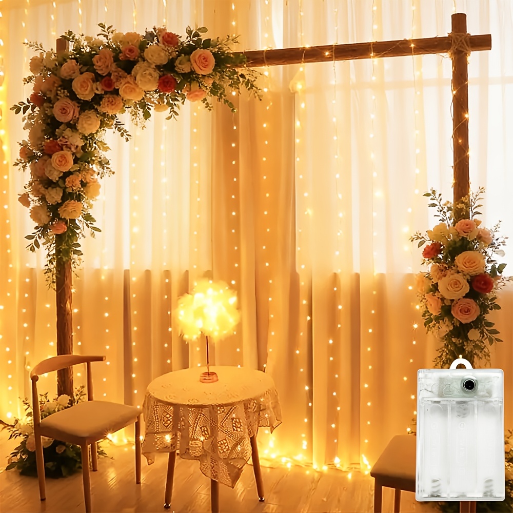LED-Lichterketten für Hochzeiten, batteriebetrieben, 8 * für Vorhänge, Feenlichter, Schlafzimmerdekoration, Innendekoration, Party, Festival und Atmosphären-Dekorationslichter