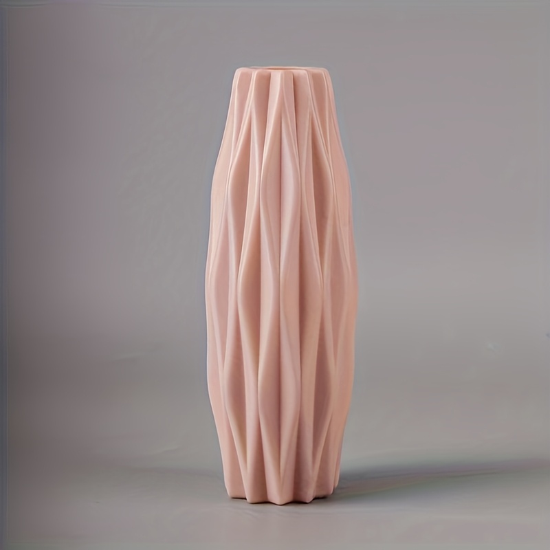 1pc Nordic Striped Plastic Decor Vase, Flower Vase For Fresh & Dried Flowers, Home Ornament For Living Room & Tv Cabinet