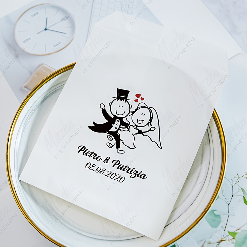 TEMU Regalo /Lui 25pz Sacchetti Regalo 5.1x7 Pollici, Inclusi Sacchetti Bomboniera con Motivo e Sacchetti Regalo di Carta, Adatti per Confezioni