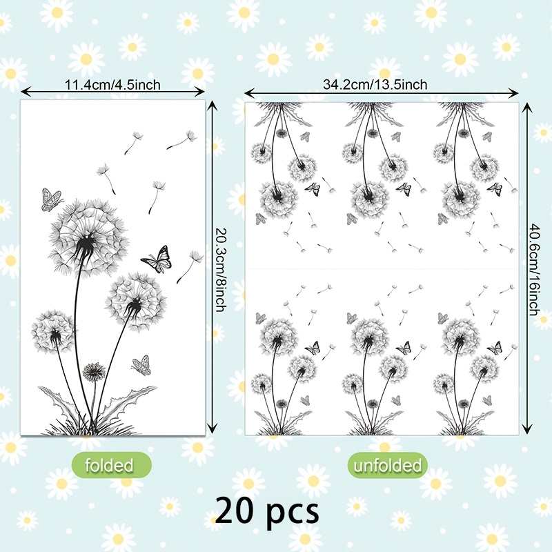 Image of 20pcs Dandelion Pattern Black And White Paper Napkins, 2-ply Disposable Hand Towels, For Birthday, Wedding, Anniversary, Bachelor Party, And Celebrations For Halloween、christmas