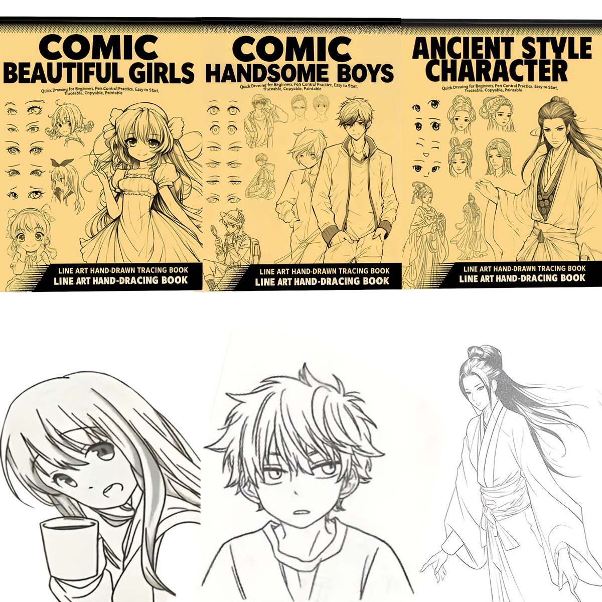 Image of 1/3pcs Line Drawing Book - 48 Pages With Clear Outline Templates, Premium Sketch Paper - Guide For Beginner Artists And Stylists - Ideal For Home Learning, Art Classes And Professional Practice