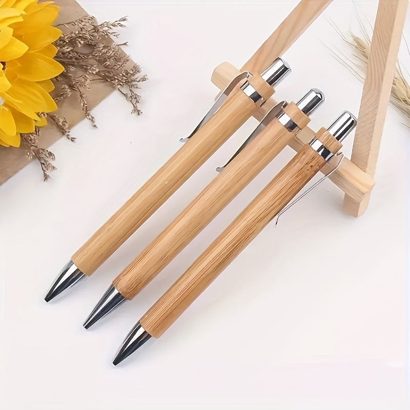 

20pcs, 20pcs Fashionable Bamboo And Wood Office Ballpoint Black Pen