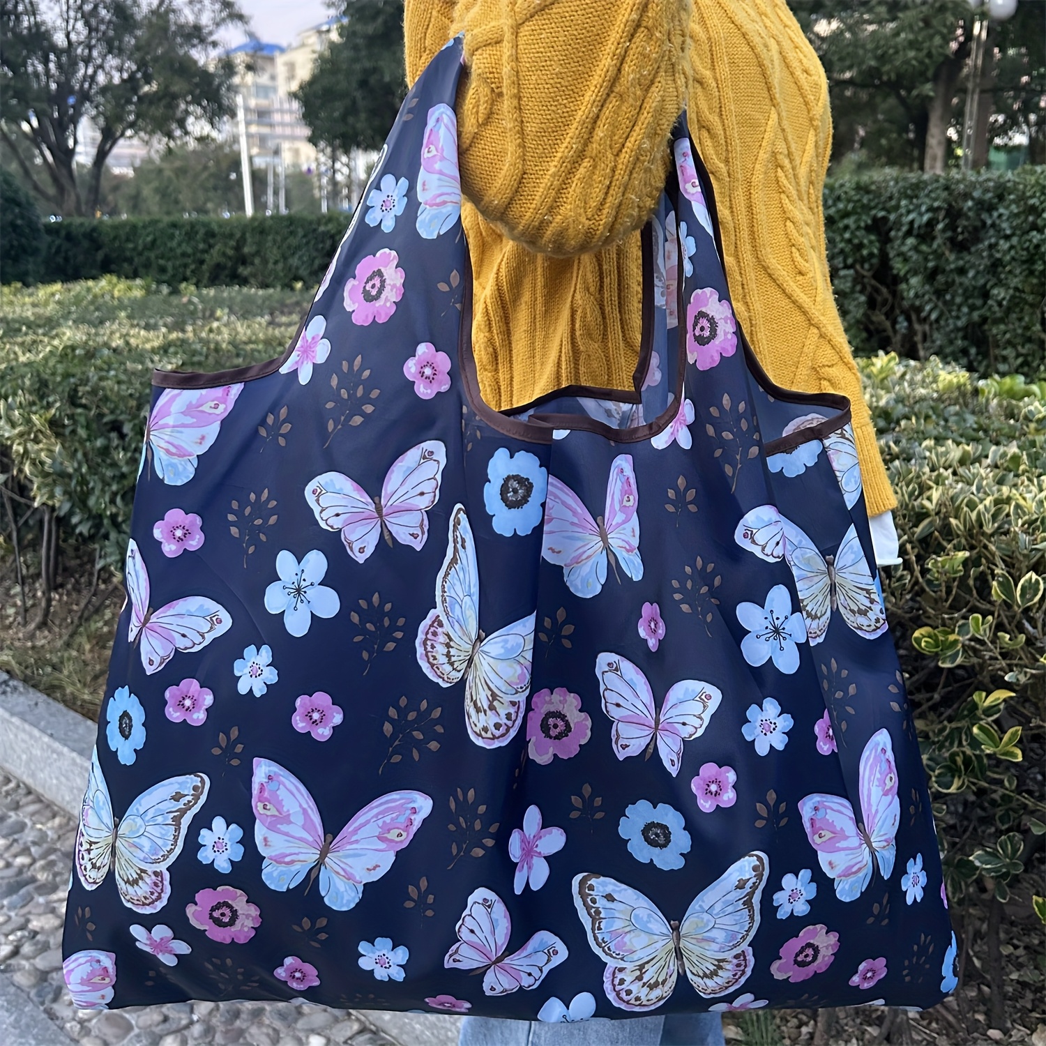 Large Capacity Portable Shopping Bag, Lightweight And Foldable, Single Shoulder Tote Bag