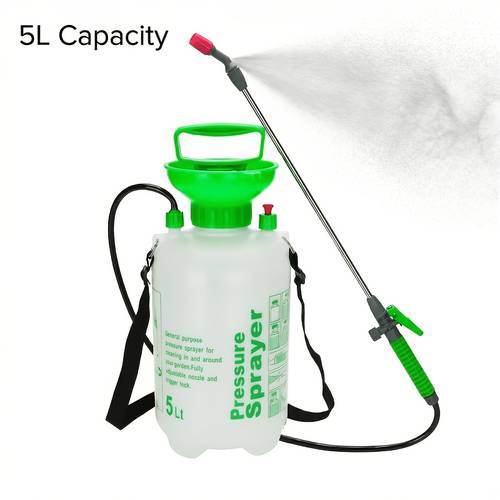 5l garden pressure sprayer with shoulder strap adjustable nozzle hand pump sprayer for plant watering lawn care home use