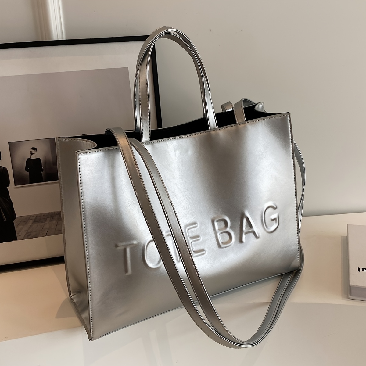 TEMU Large-capacity Handbag, New Women's Fashion Tote Bag, Vintage Commuter Shoulder Bag, With "" , Suitable For Work, Business, Durable And Easy To