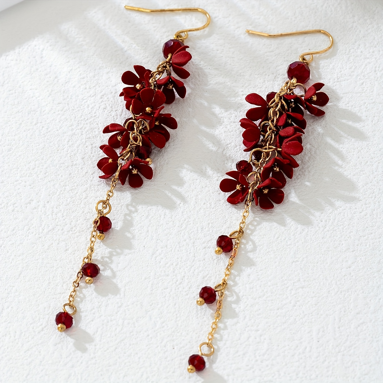 TEMU 1 Paire de Boucles d'Oreilles Longues Pampilles à Petites Fleurs Mignonnes Multi-Ensembles, Style Polyvalent et Élégant, Boucles d'Oreilles