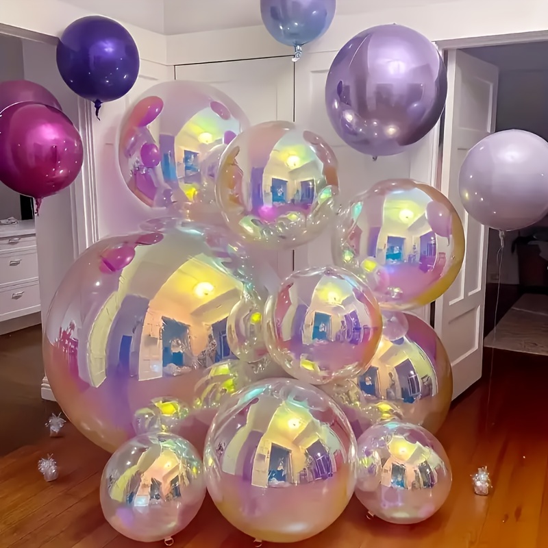 

de 2 ballons géants irisés en 4D, ballons transparents en film réfléchissant de 22 pouces les décorations d', de et de fête.