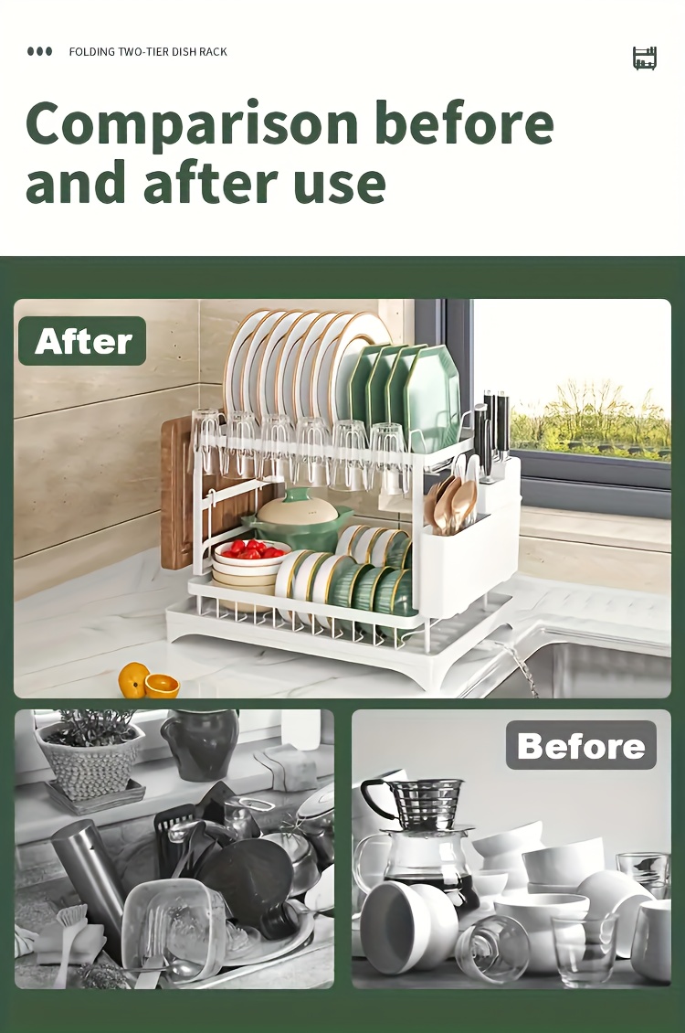 dish rack 2 tier detachable dish storage rack drainboard details 5