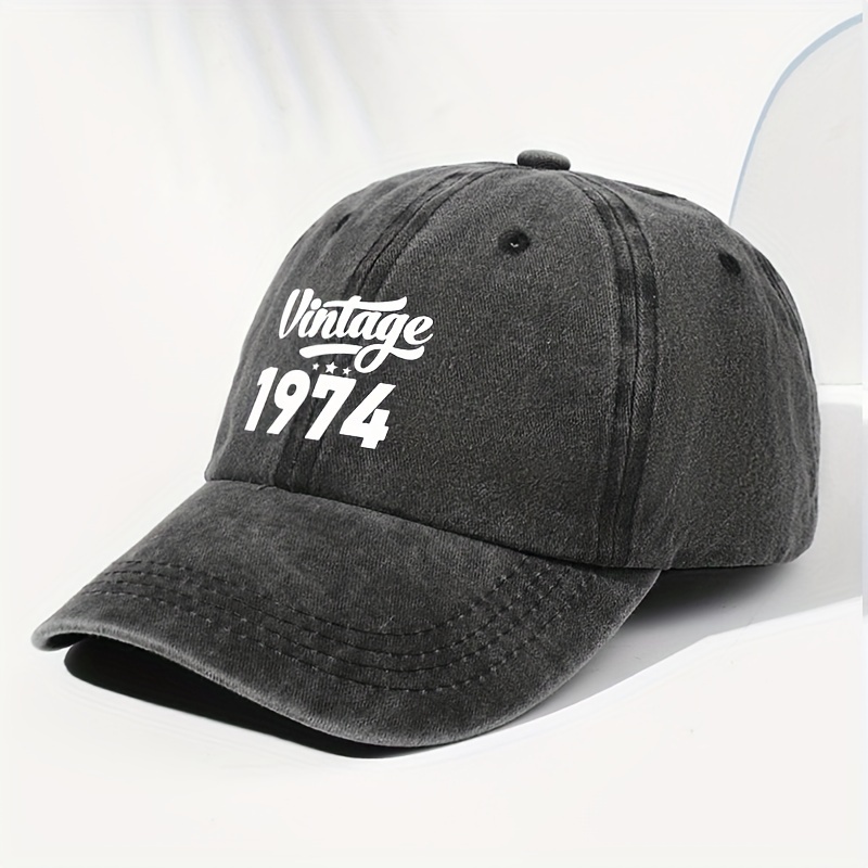 

Unisex Vintage 1974 Print Washed Baseball Cap - Adjustable, Sun-protective Cotton Dad Hat For All Seasons