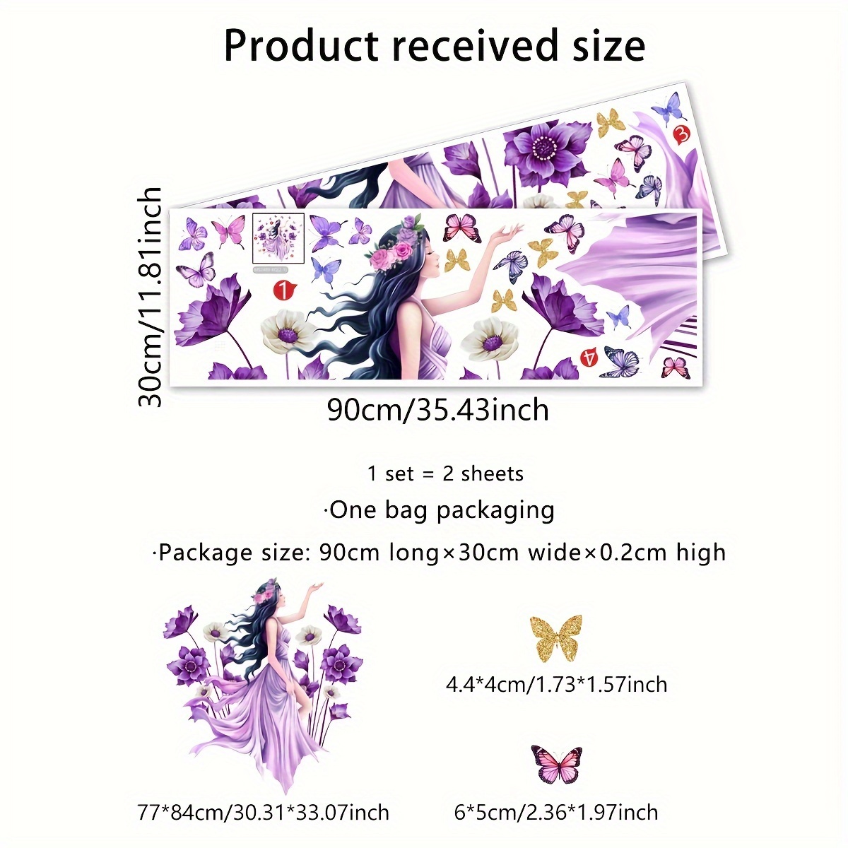 Image of A Set Of 2 New Floral Figure Wall Stickers Bedroom Living Room Home Decoration Stickers Self-adhesive Ms2489-kq