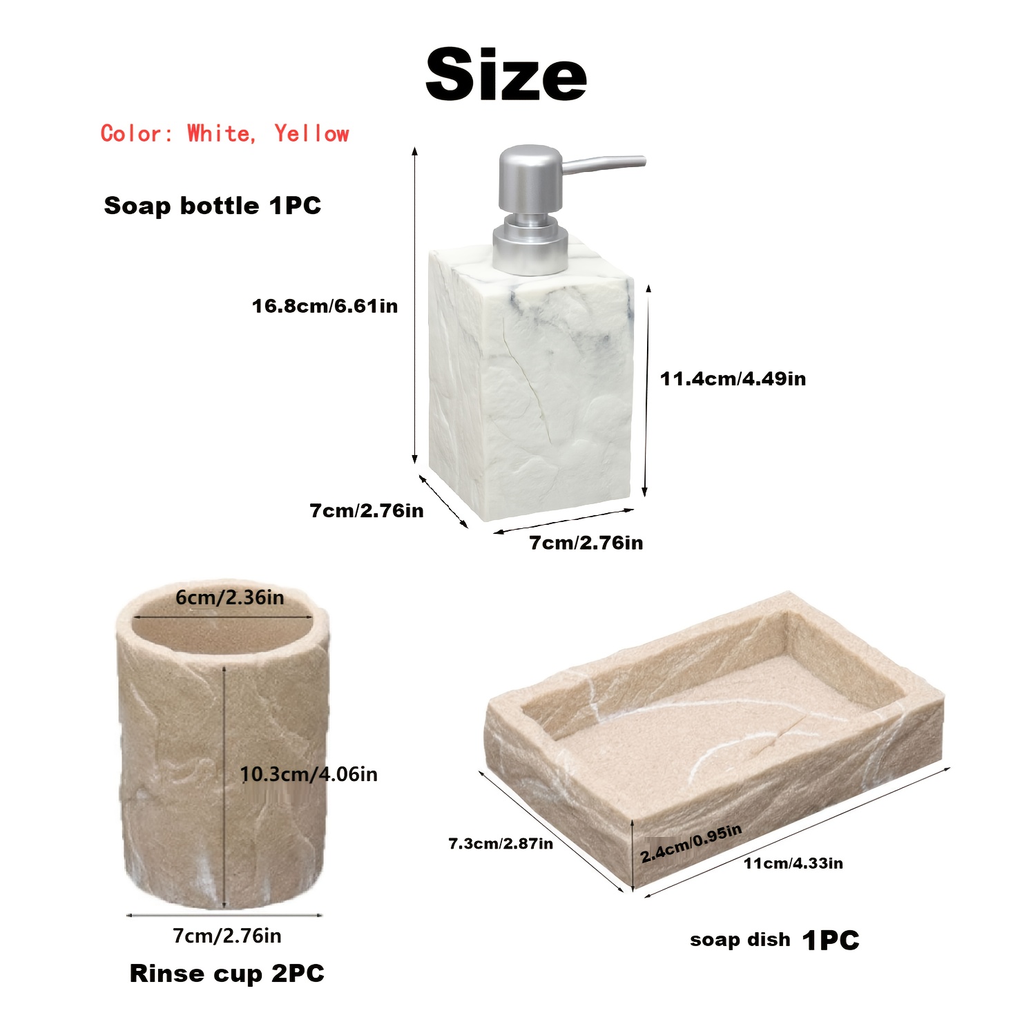 4pcs Vintage Bark Texture Bathroom Set, Includes 1 Hand Soap Dispenser, 2 Mouthwash Cups, and 1 Soap Dish. Suitable for Home, Hotel, and Guesthouse Bathrooms