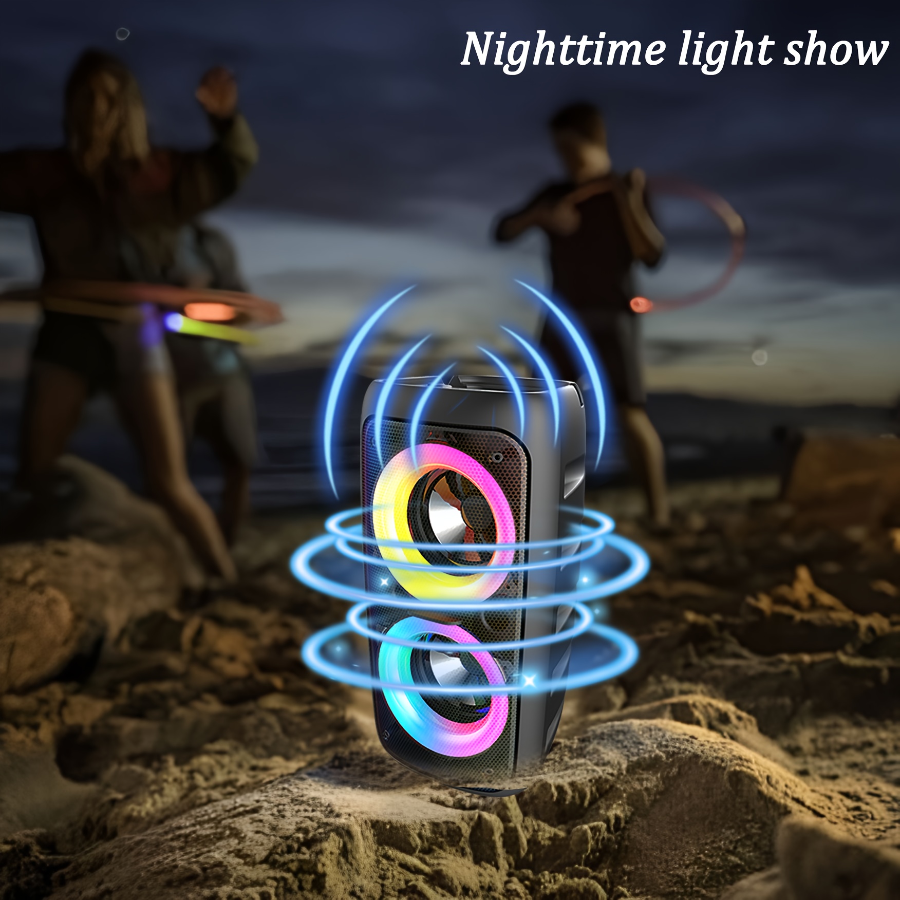 TEMU 6000w Portable Outdoor Bluetooth Speaker With Multiple Lighting Effects, 360Â° Panoramic Sound, Audio, Fashionable Design, Lightweight Body,