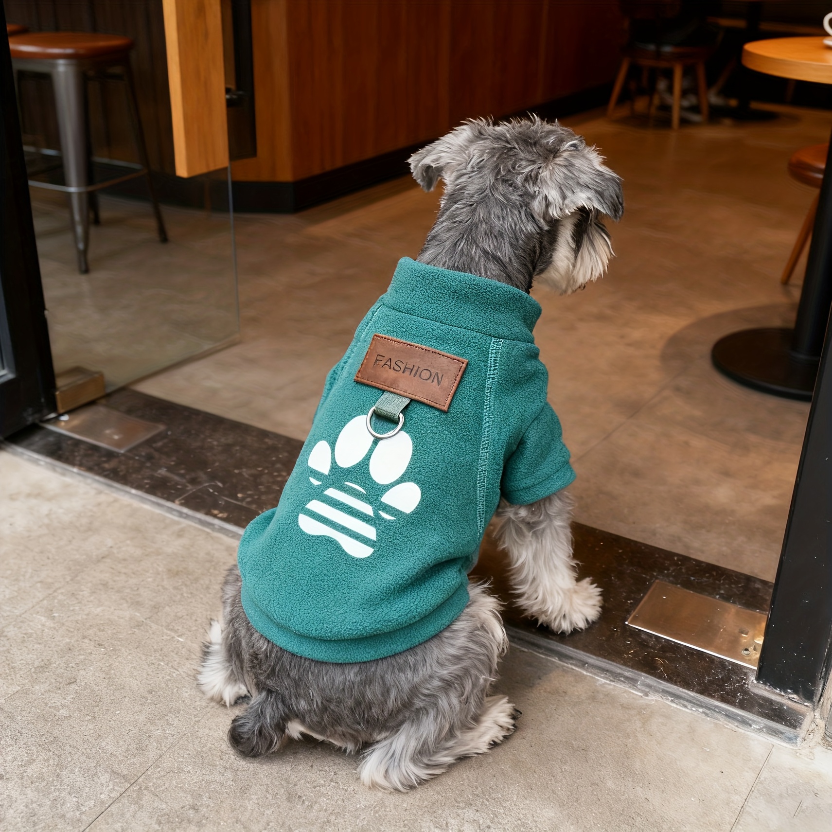 TEMU Pull en et avec logo à de patte de chien, sweat-shirt pyjama chaud pour chien avec ouverture pour harnais, veste confortable pour chien, manteau
