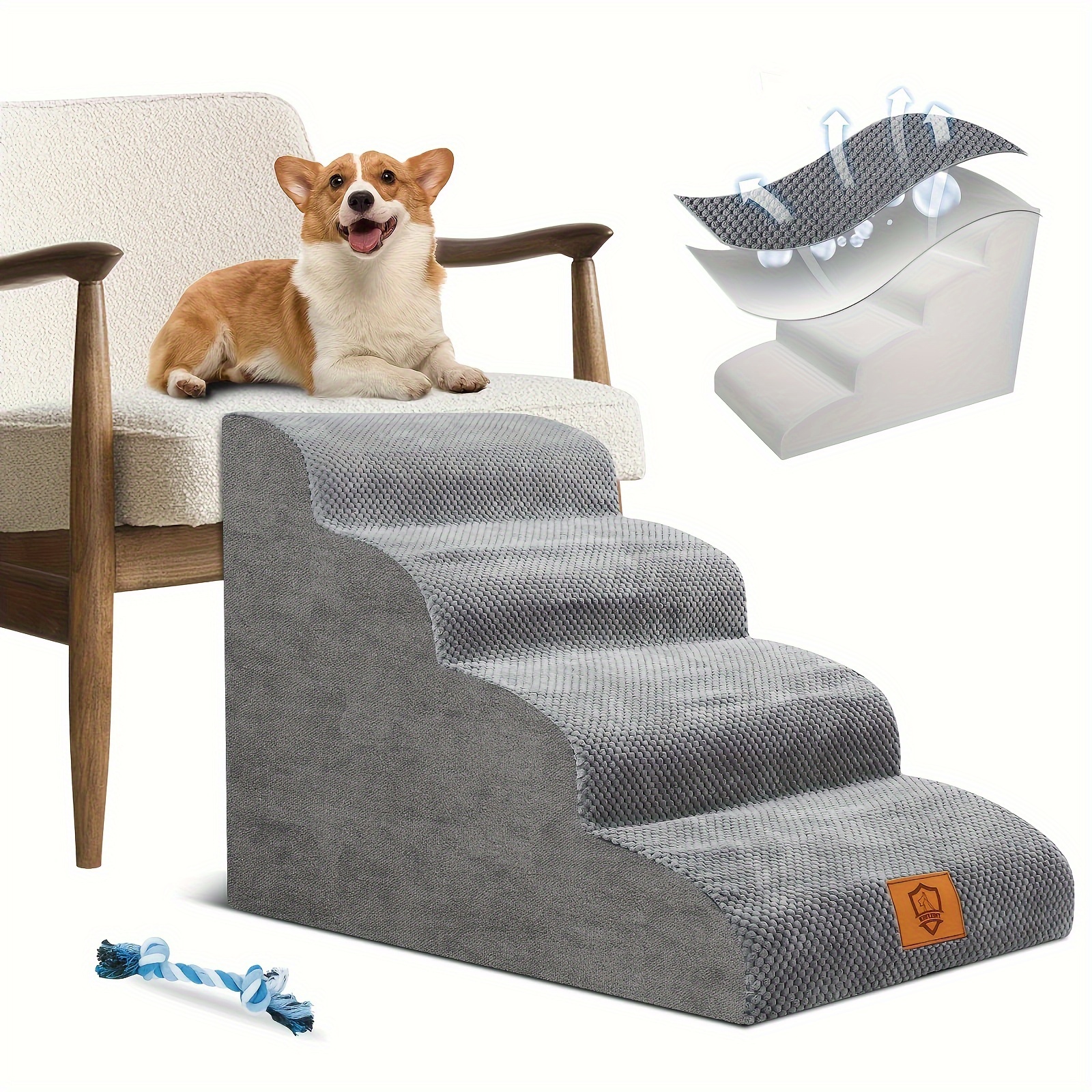 LitaiL Escalones de espuma de alta densidad escaleras de mascotas de 3  niveles rampa para perros para cama escalera de espuma suave para perros –  Yaxa Costa Rica
