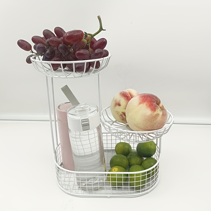Image of Elegant Multi-tier Metal Fruit Basket - Luxury Snack & Cake Display Stand For Living Room, Kitchen Storage Organizer