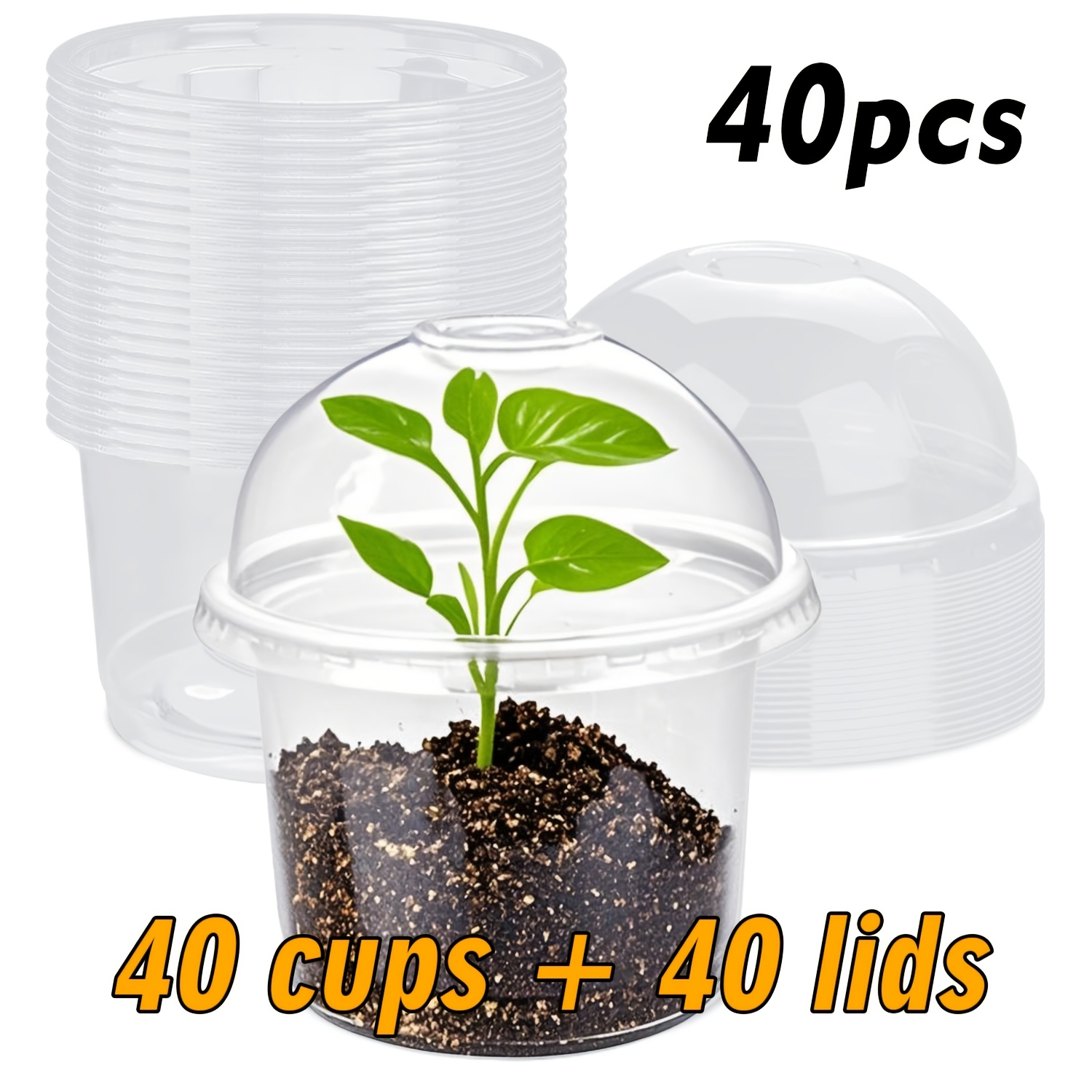 Image of 40pcs/20pcs Nursery Pots With Moisture Dome Lids, 40pcs 4-inch Clear Seedling Pots + 40 Clear Lids, Seed Starter Pots, Small Plant Containers, Outdoor Storage