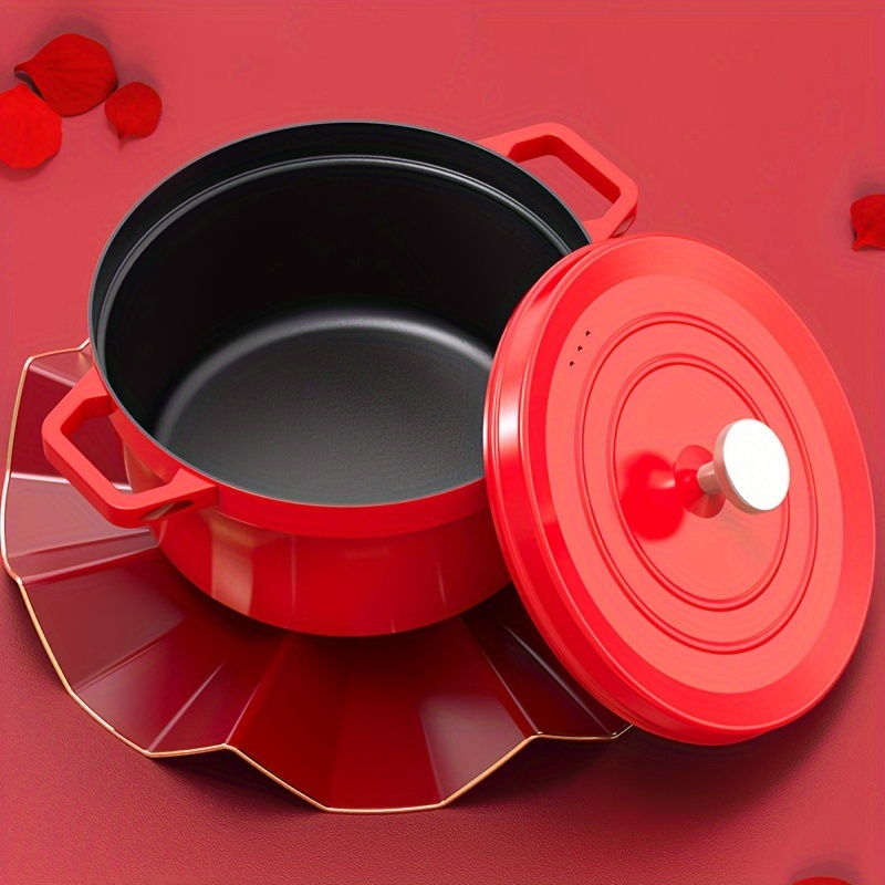 

Iron Lid, 4l, 24cm - Universal Gas Stovetop And Induction , Red Pot For Broth, Stew, And Cooking