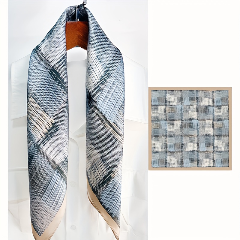 TEMU Silk Women's Vintage Geometric Patterned | Lines Minimalist Art, Drapes Elegantly, Suitable For Men And Women, Softening The Neck When Tied,