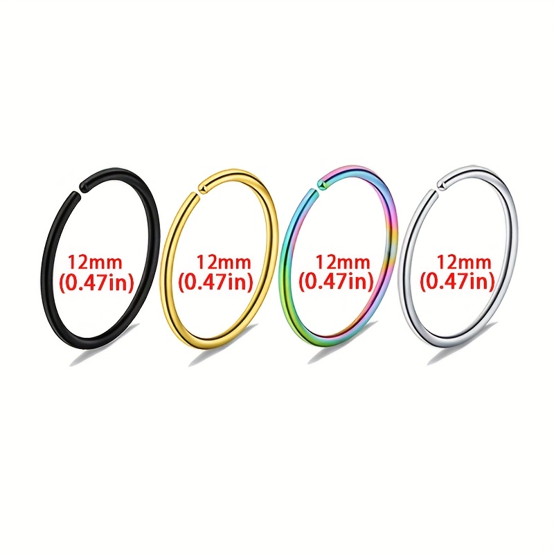 3-4pcs Stainless Steel Hoop Earrings & Nose Rings Set