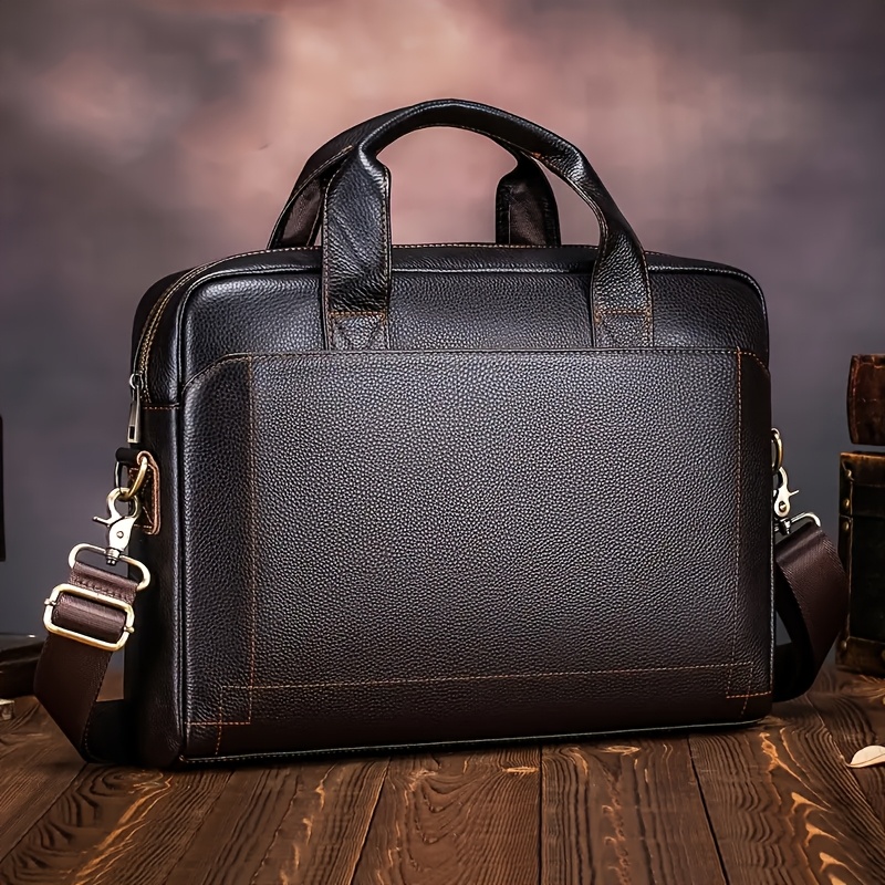 elegant black genuine leather laptop tablet bag 15 notebook Temu