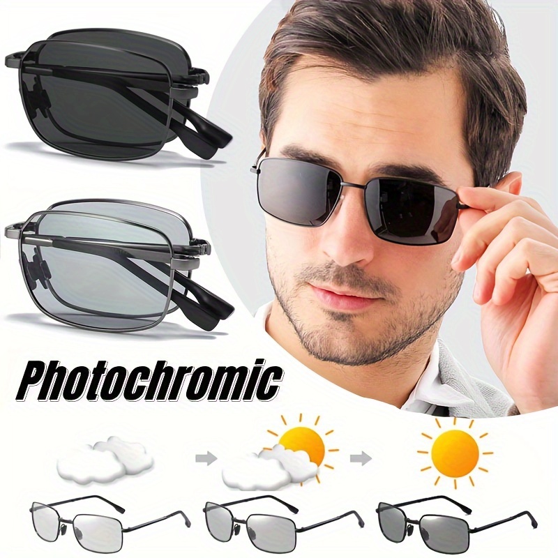 

Photochromic Polarized Glasses For Men | Vintage Style Foldable Metal Frame | Pc Lens | For Climbing, Fishing & Casual Wear | Uv Protection & Night Vision Eyewear Accessories Not Included