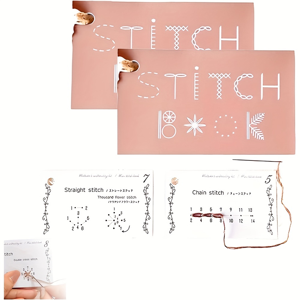 

Creative Mini Sewing Book Set With Stitch Cards, Diy Embroidery And Sewing Skills Learning Tool, Handy For Enthusiasts, Paper Material - Includes Multiple Stitch Techniques