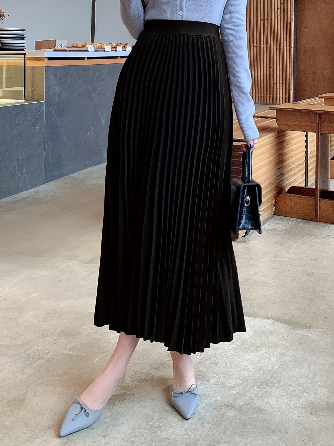 Women's A-Line Midi Skirt with Elegant -Skimming Half-Circle Hem,  Wrinkle-Resistant Smooth Fit for, Wedding Guest Semi-Forma