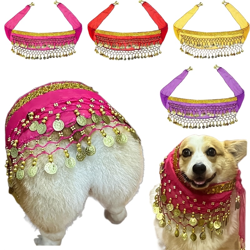 

1 Shiny Belly Dance Dog Costume, Bringing Fortune, Costumes With , Suitable For Small, Medium, Large Dogs And Cats, Cute Dog Scarf, Adjustable Holiday Party Bandana, Washable Bib