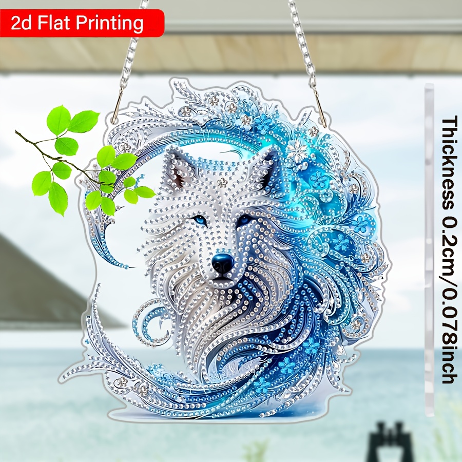 TEMU 2d Diamond Painting Kit Featuring A Wolf-shaped Design With Irregular Acrylic Diamonds, Perfect For Holiday-themed Decorations For Home And, Handmade Party Gifts, And 2d Flat Art