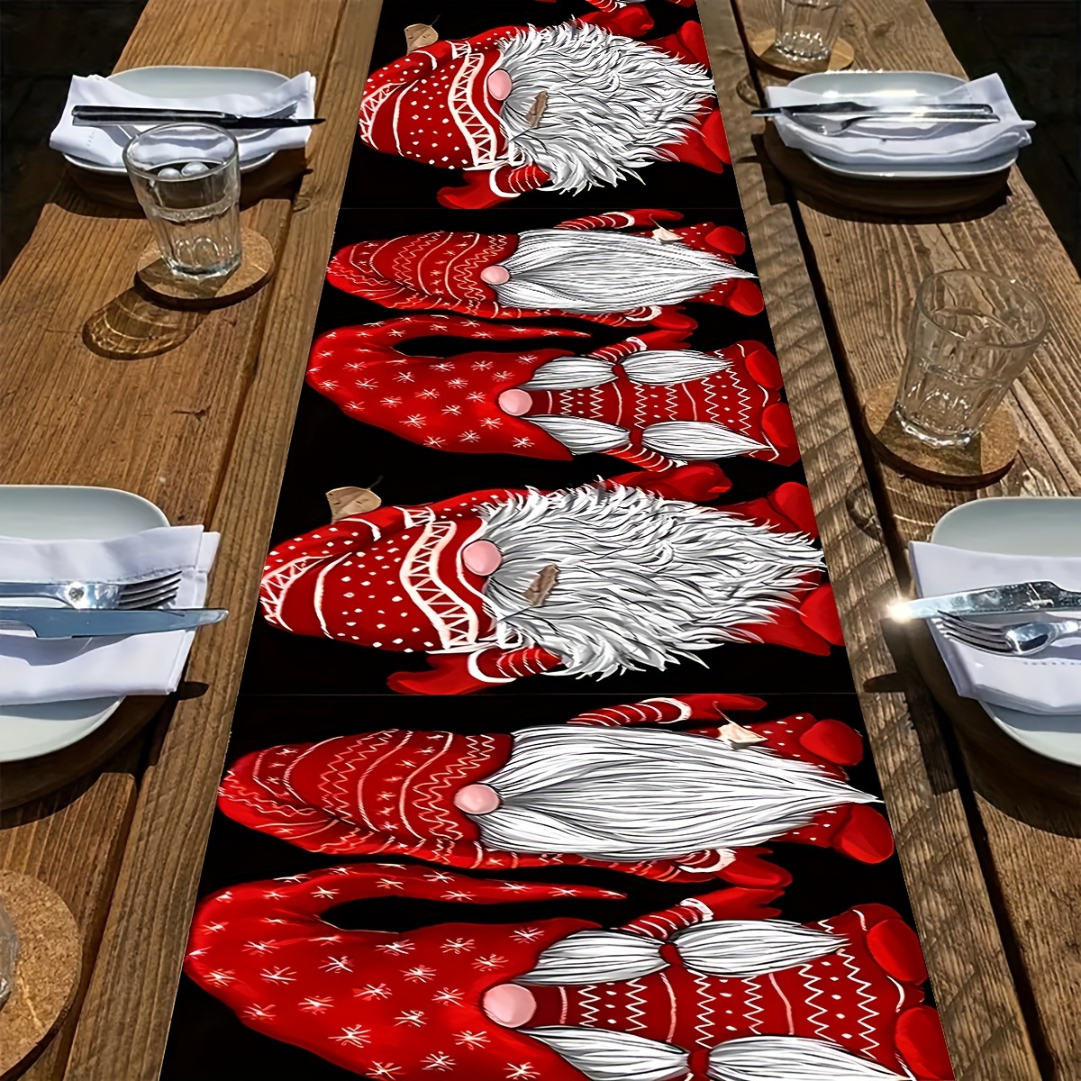 

Bohemian Kitchen Table Runner - Festive Polyester Table Flag With Gnome Design, Woven Rectangle Table Decor For Dining Room, Holiday Room Decoration, Party Supplies, Gift - Jit+1 Pack