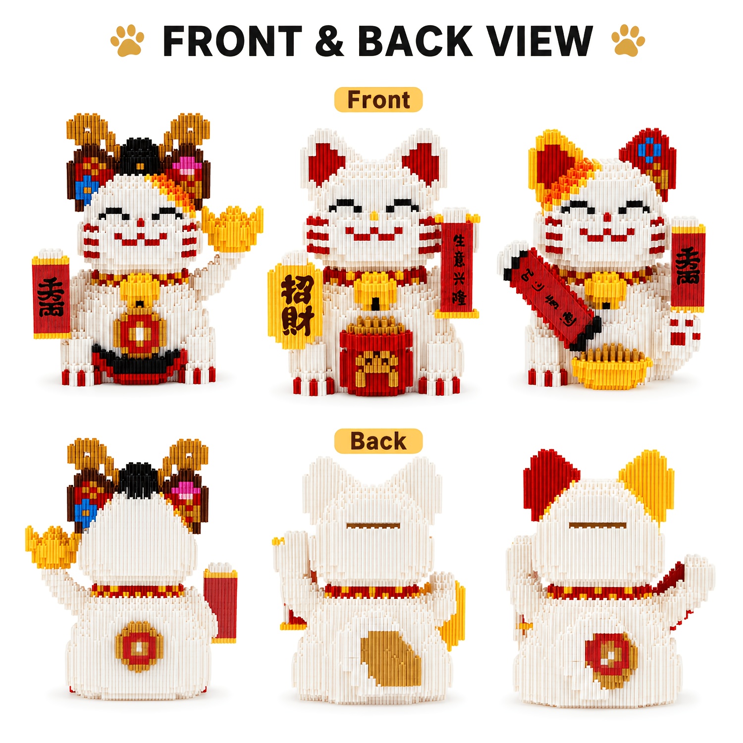 Exquisite Lucky Cat Building Block Set, Cute Desktop Decoration