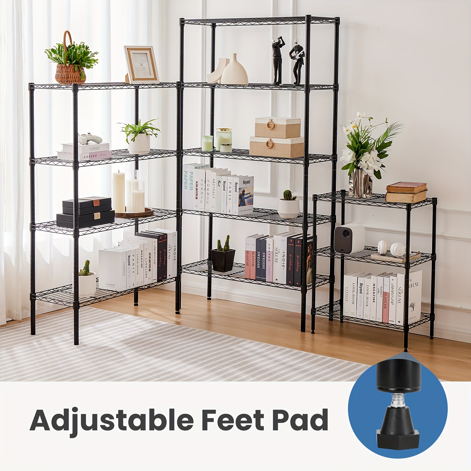 DUMOS 3-Tier Heavy Duty Metal Shelving Unit – Adjustable Wire Rack, Holds 250 Lbs Per Shelf – Storage For Kitchen, Garage, Pantry, Office