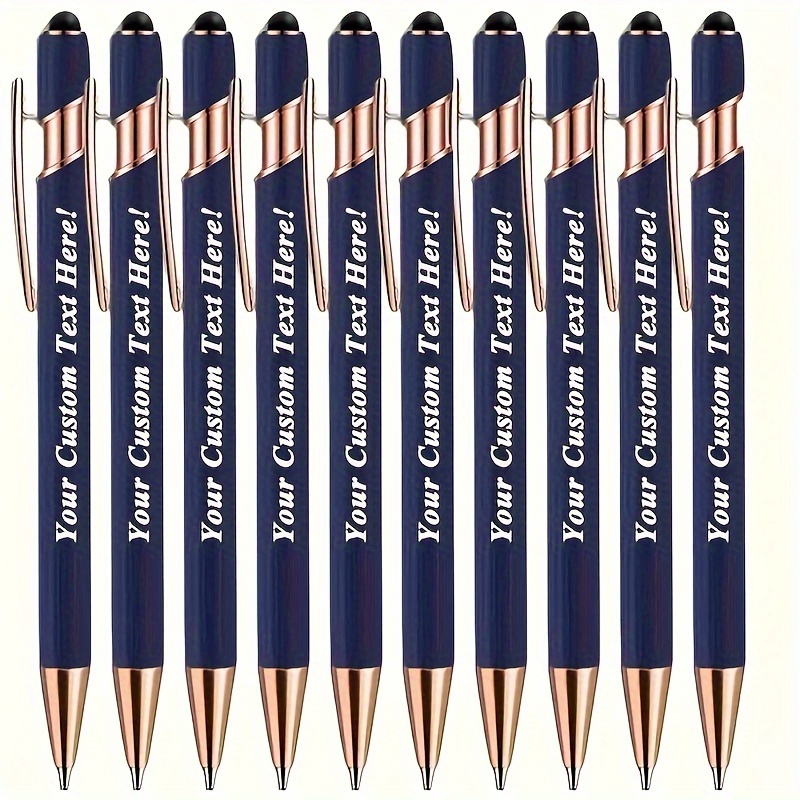 

Custom Engraved Ballpoint Pens, 10pcs With Retractable Touch Screen Stylus, Multiple Colors Available - Perfect For Party Favors, Graduation Gifts, Teacher & Nurse Appreciation - Black Ink