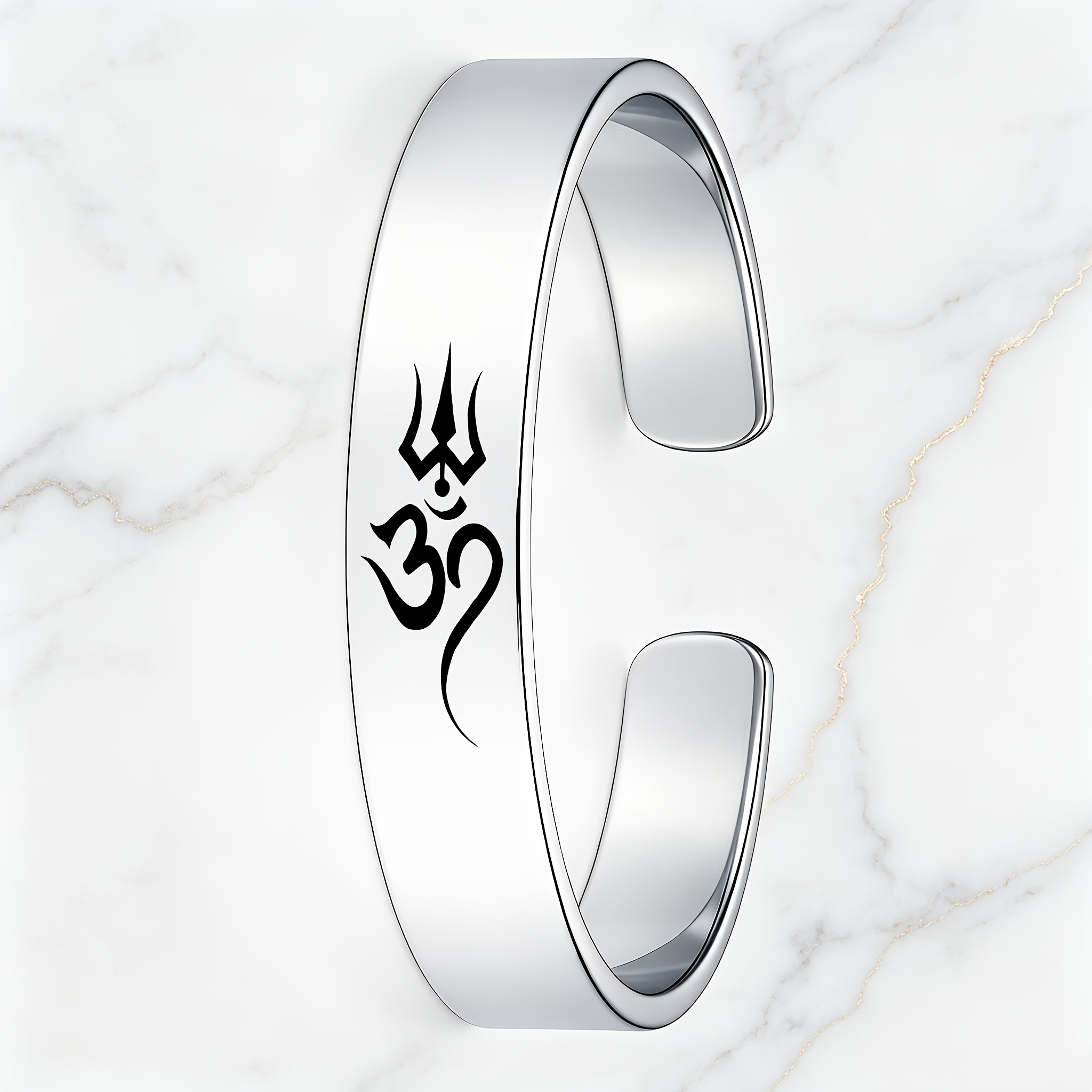 Men's Retro Symbol Trident Open Bangle