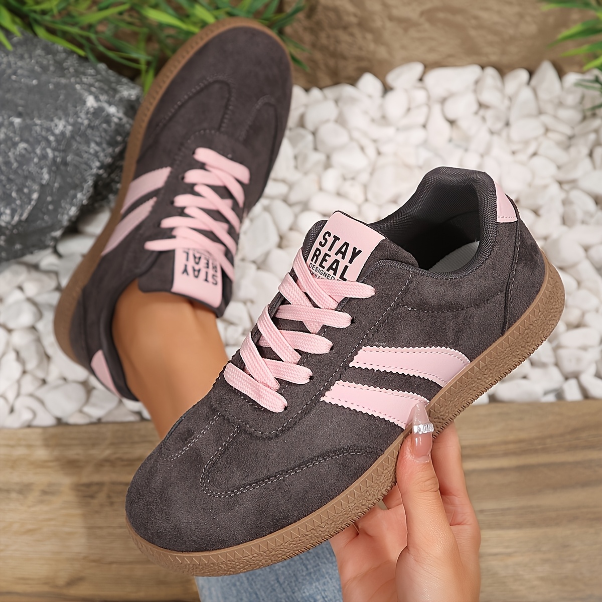 TEMU Nouvelles chaussures d'entraînement rétro allemandes pour femmes, baskets classiques décontractées à semelle souple, chaussures de sport