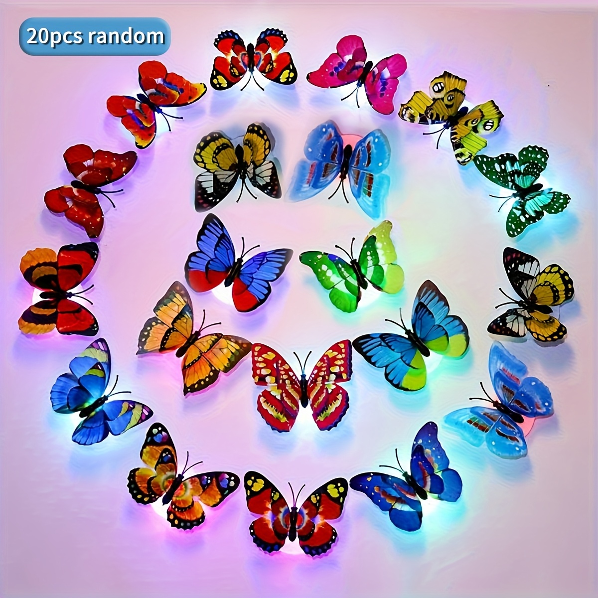 10/ 20pcs Random Color, Colorful Glowing Night Light Battery, Stickable Led Decorative Wall Light Style, Colors