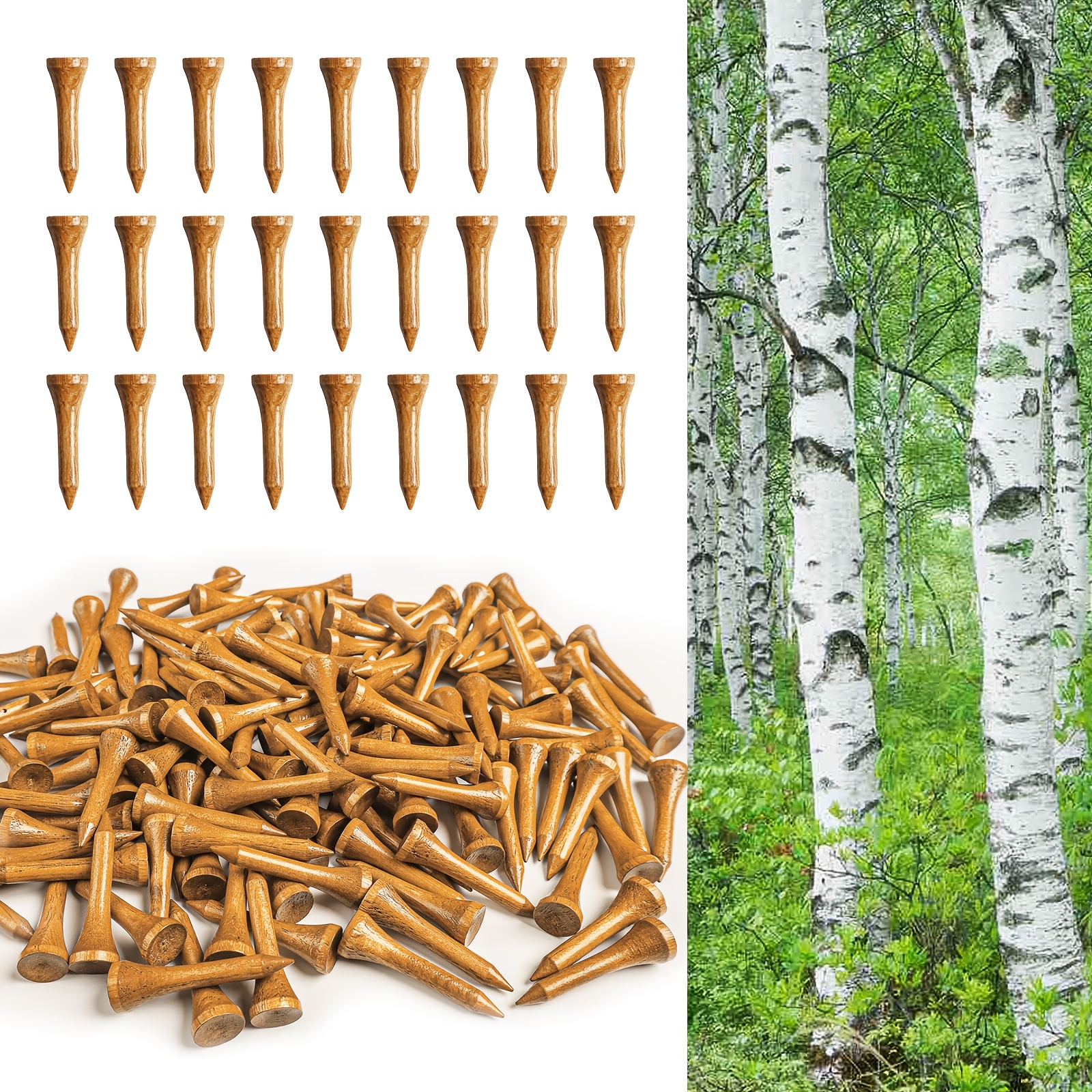 TEMU Tees de golf, tees courts en bois de 3,8 cm (1,5 pouce), 30/60 pièces pour clubs de golf pour hommes, décoration de fête sur le thème du golf,