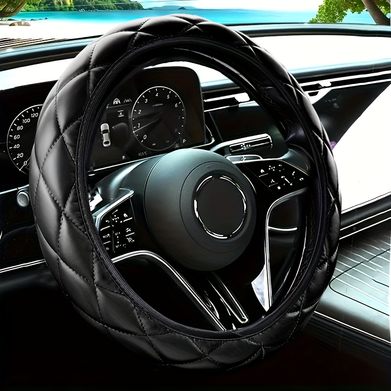 bubble stereo quilting car steering wheel cover faux leather steering wheel cover multicolor black white red rose   car interior additions