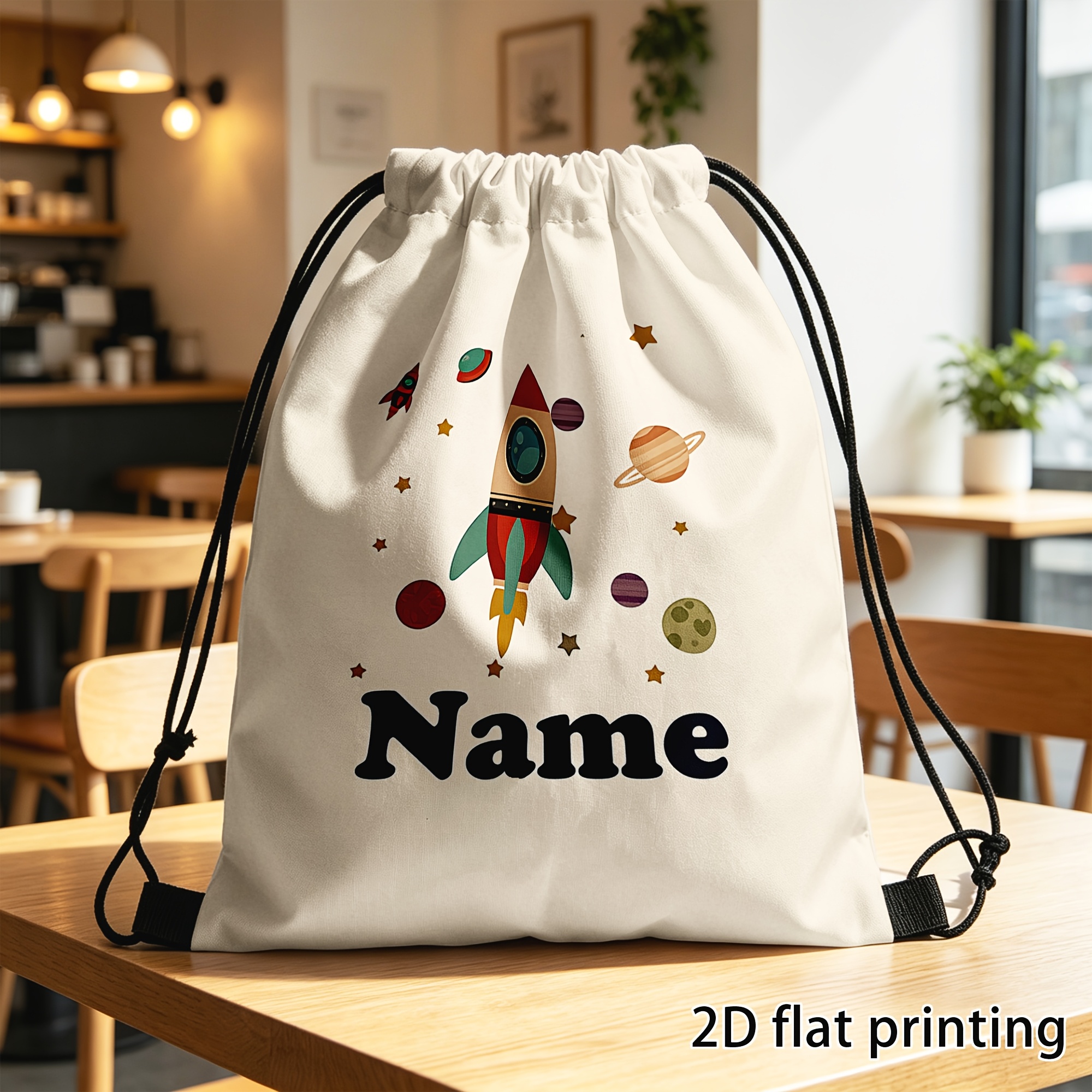 TEMU 2d Flat, 1pc Custom Drawstring Bag, Personalized Lion Animal Pattern Backpack, Adjustable Gym Sack For , Weight Storage Bag With Cord, Compact